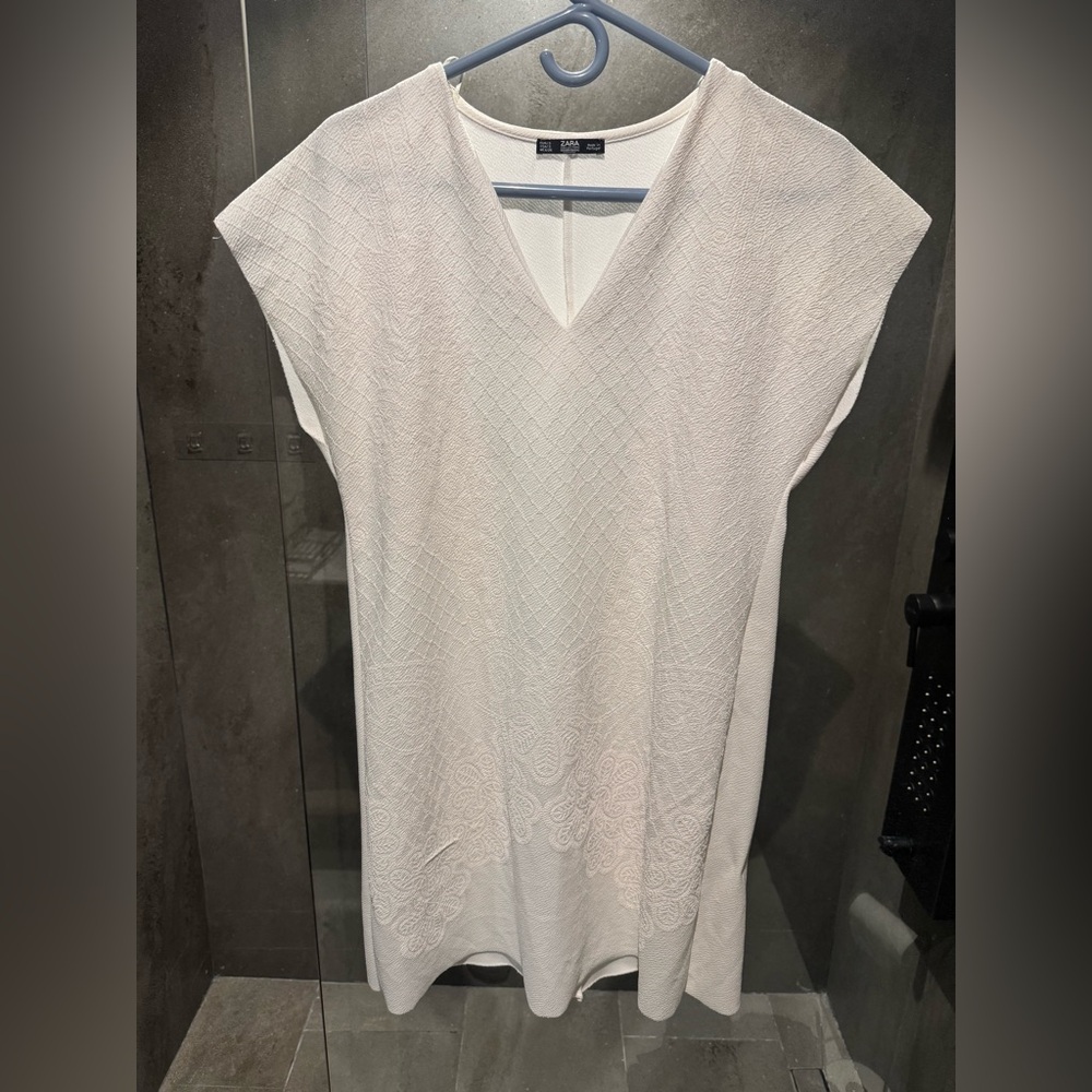 Zara Ivory V-Neck Dress